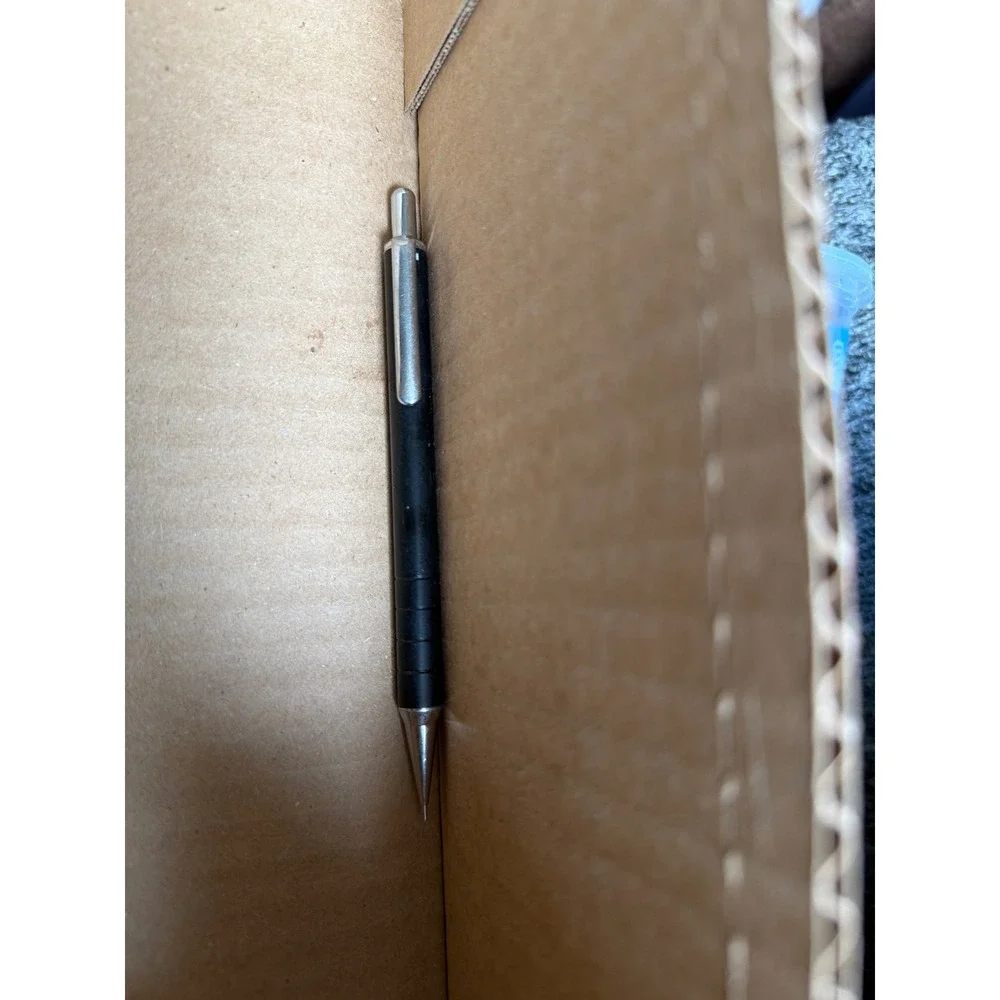 Matte Black Metal Mechanical Drafting Pencil Chrome Accents Textured Grip